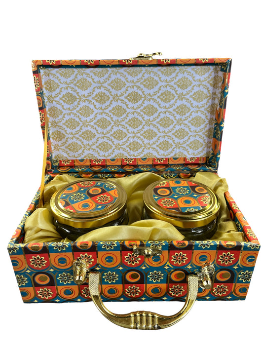 Multicolour Dry Fruit Box with Glass Jars