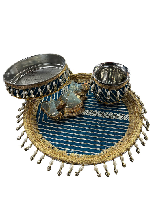 Blue Karwa Chauth Thali Set