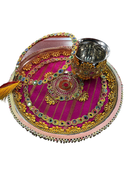 Pink Karwa Chauth Thali Set